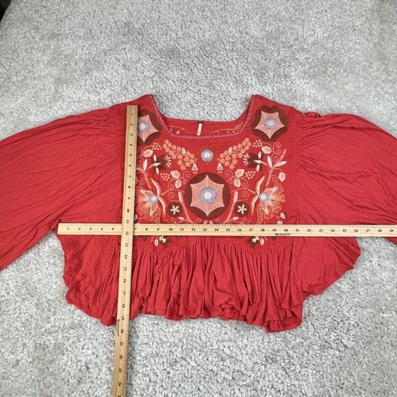 Free People Claudine Embroidered Floral Crop Top Blouse FLAW - Picture 14 of 15